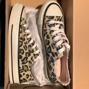 Leopard print converse style sneakers